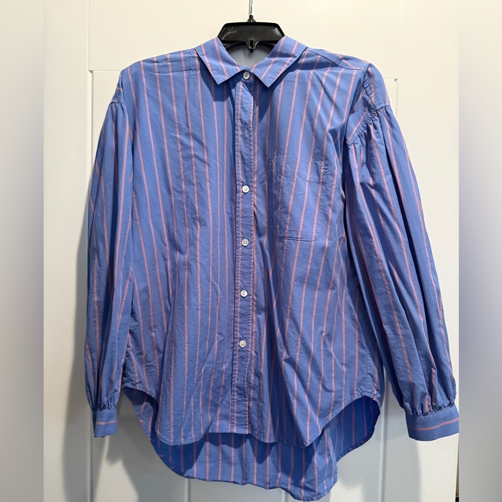 Rails Blue and Pink Striped Women's Button Down Shirt
